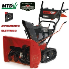 Spazzaneve Cingolato MTD con avviamento elettrico per la pulizia di tratti in pendenza con neve.